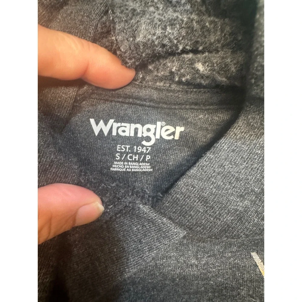 Wrangler Kids Charcoal Gray Cowboy Graphic Pullover Hoodie Size Small S 6-7